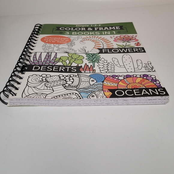 Color and Frame 3 books in 1 Flowers Deserts Oceans NWOT - Picture 8 of 10